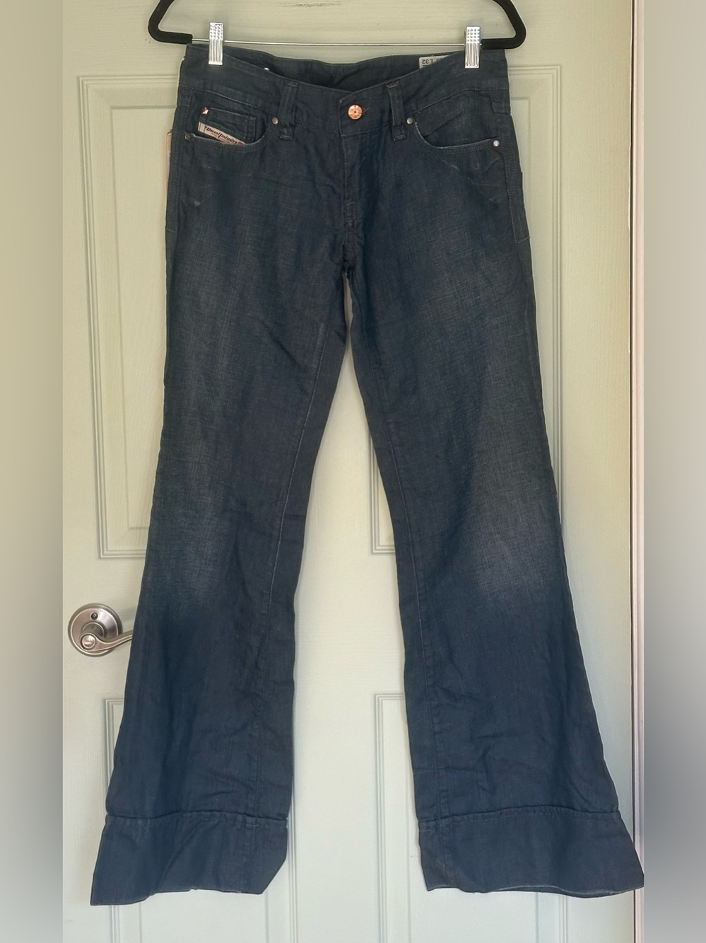 NWT Vintage Diesel "Pacee" Wide-Leg Linen Blend Flare Jeans - W28 L32